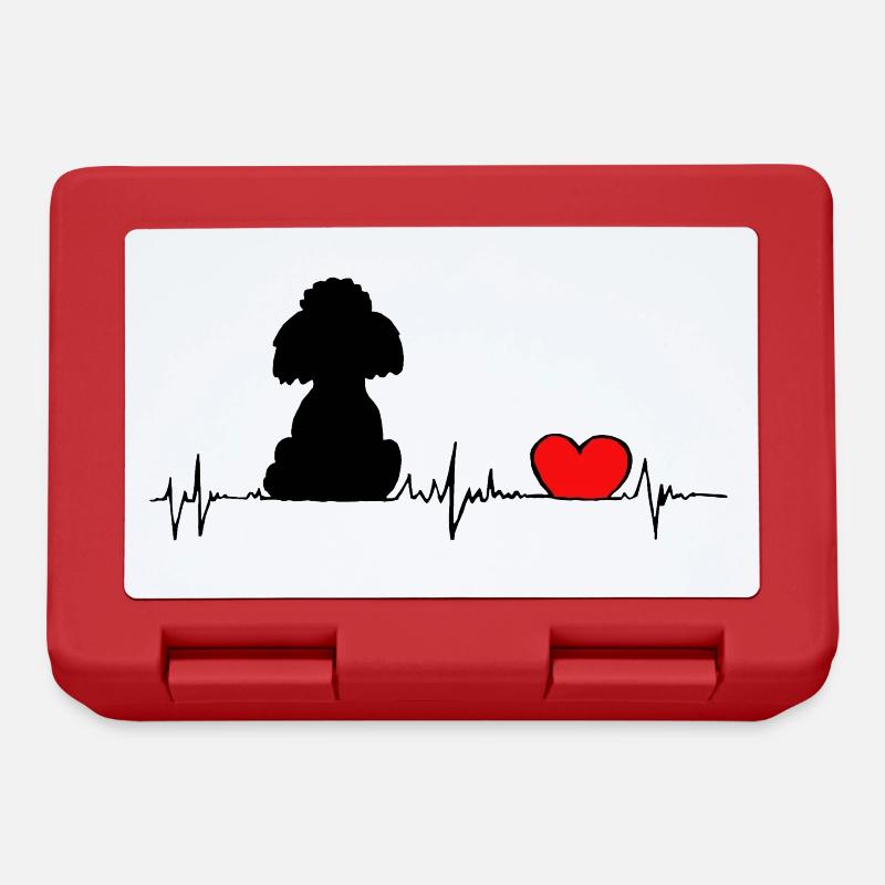 Pudel Herz Frequenz - heartbeat schwarzer Pudel - Brotdose - Rot