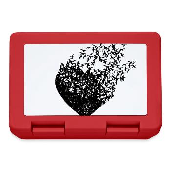 Heart Flying Birds Love Heart - Lunchbox - red - Front