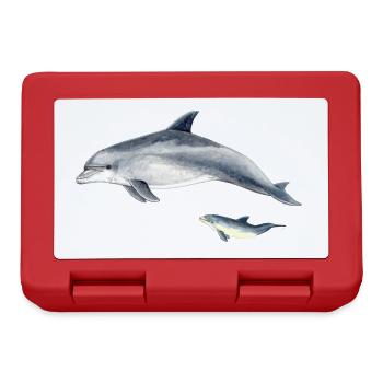 Dolphins in blue duo watercolor - Lunchbox - red - Front