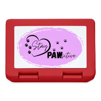 Hundeherz Motiv mit Pfotenspuren, Stay Pawsitive, - Brotdose - Rot - Vorne