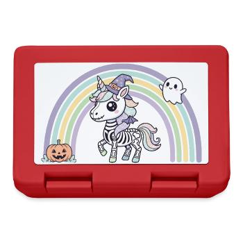 BOHO Licorne squelette avec arc-en-ciel – Halloween - Boîte à goûter - rouge - Devant