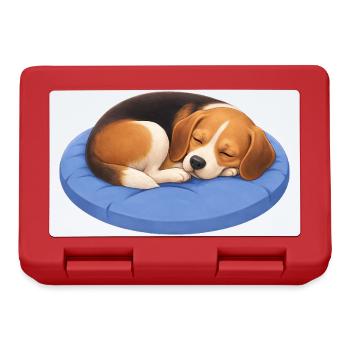 Süßer Beagle Cartoon Kuscheln Schlafen Chillout - Brotdose - Rot - Vorne