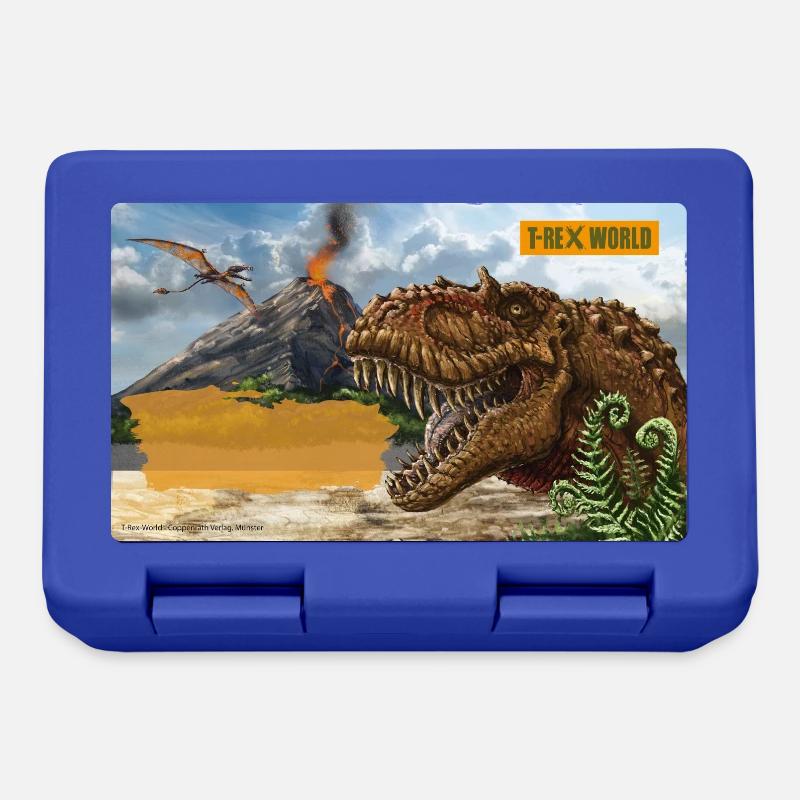T-Rex World Dinosaurier Vulkanausbruch - Brotdose - Royalblau