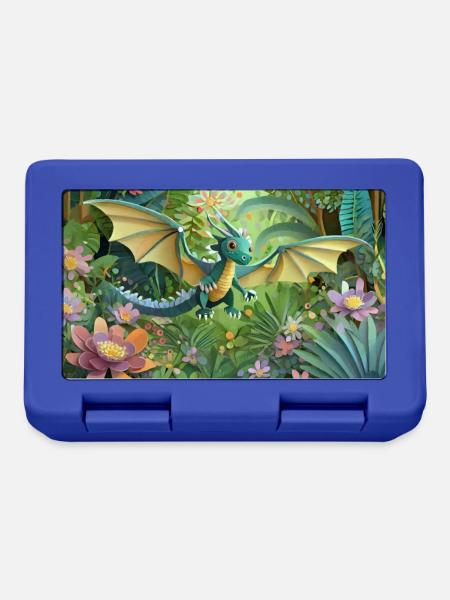 Drache im Urwald - Brotdose - Royalblau