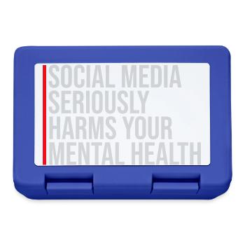Social Media Seriously Harms Mental Health Spruch - Brotdose - Royalblau - Vorne