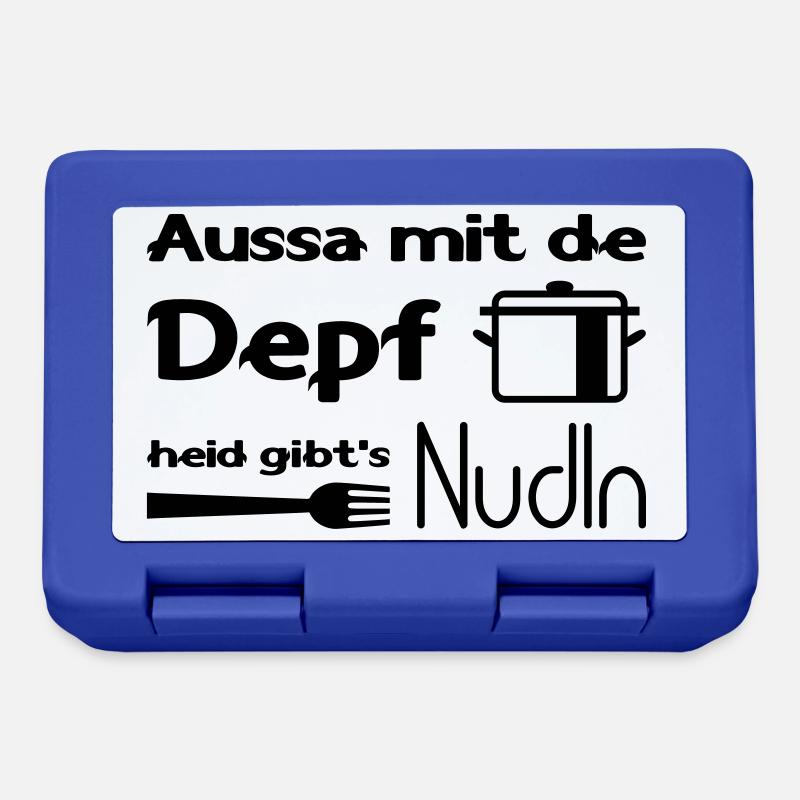 Aussa mit de Depf heid gibt's Nudln - Brotdose - Royalblau