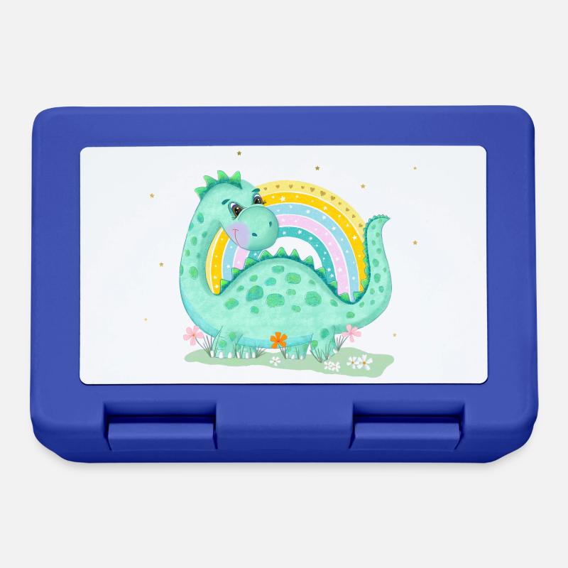 Dinosaurier mit Regenbogen - Brotdose - Royalblau