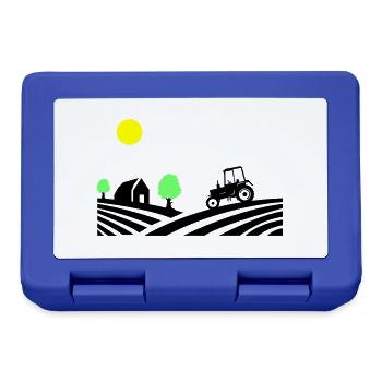 Ferme de tracteurs - Boîte à goûter - bleu royal - Devant