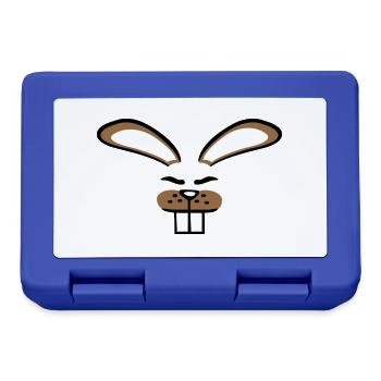 Hase Kaninchen Häschen Cartoon Kleintier niedlich - Brotdose - Royalblau - Vorne