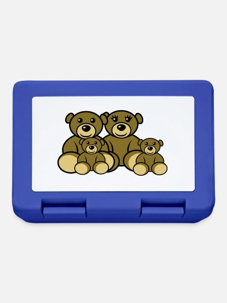 Teddy Familie Papa Mama Kinder - Brotdose - Royalblau