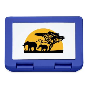 Sunset In Africa Tree And Elephants - Lunchbox - royal blue - Front
