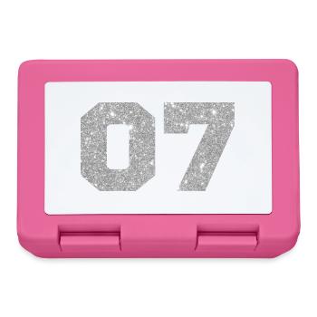 Nummer 7 Silberglitter - 7. Jahrestag - Brotdose - Pink - Vorne