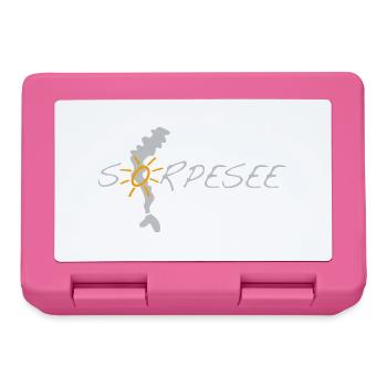 Sorpesee silber, mit Silhouette und Sonne - Brotdose - Pink - Vorne