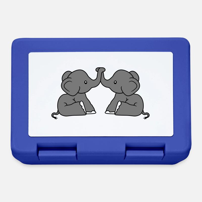 Mignon 2 éléphants amis équipe deux couple de trompes - Boîte à goûter - bleu royal
