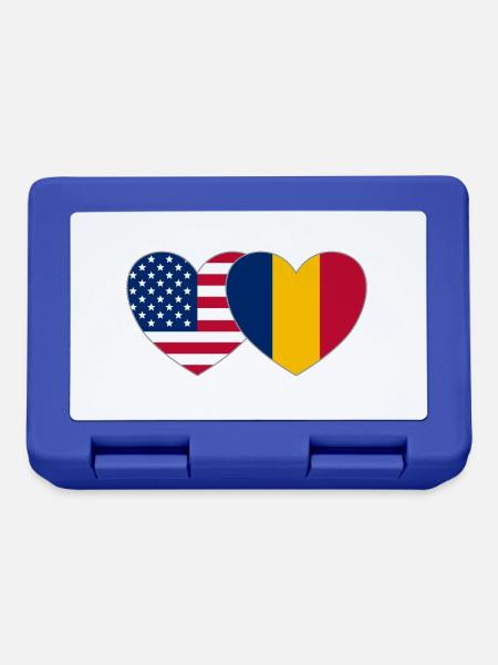 Amerika Rumänien Flagge Herz - Brotdose - Royalblau
