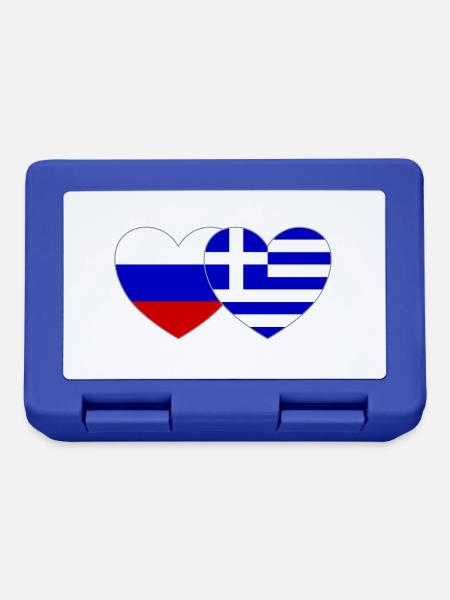 Russland Griechenland Flagge Herz - Brotdose - Royalblau