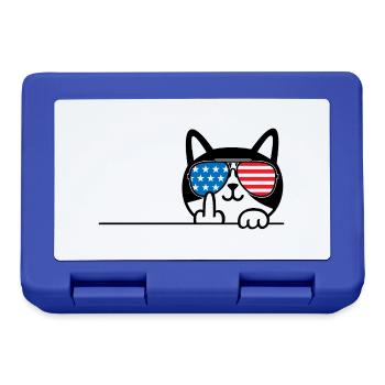 I'm Not 32, I Am 31 Plus 1 Middle Finger Cat Flip - Lunchbox - royal blue - Front