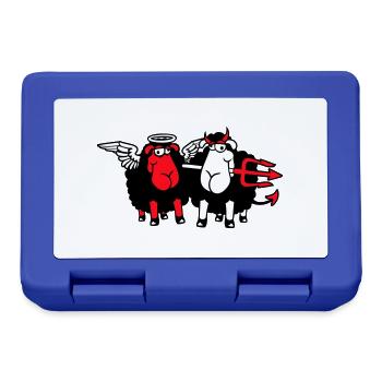 2 Sheep Angel Devil Satan Hell Evil Heaven Good - Lunchbox - royal blue - Front