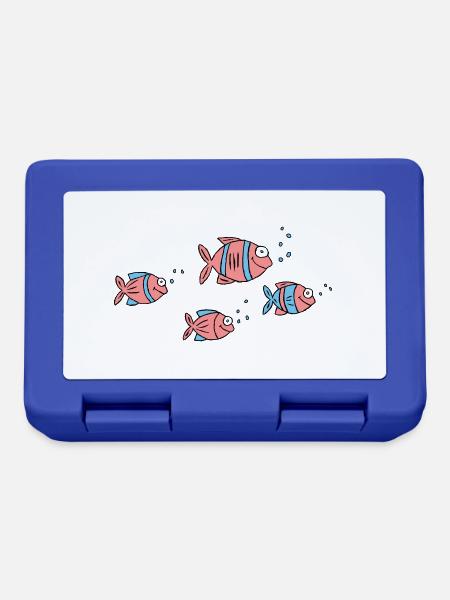 Fische Buntbarsche Wasser Meer Graffiti Zeichnung - Brotdose - Royalblau