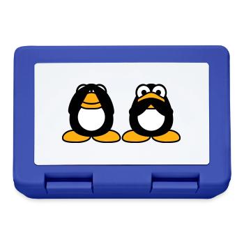 2 Pinguine nichts reden sehen stumm blind Freunde - Brotdose - Royalblau - Vorne