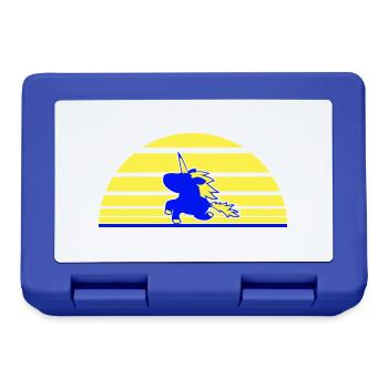 Unicorn Jumps Sun Stripe Cute Cool Silhouette - Lunchbox - royal blue - Front