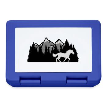 Berge Wald Natur Pferd - Brotdose - Royalblau - Vorne
