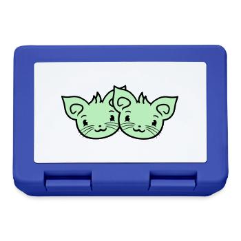 Deux chats heureux 2 amis Couple Équipe Couple - Boîte à goûter - bleu royal - Devant