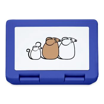 3 Mice Family Child Mom Dad Parents Row Cute - Lunchbox - royal blue - Front