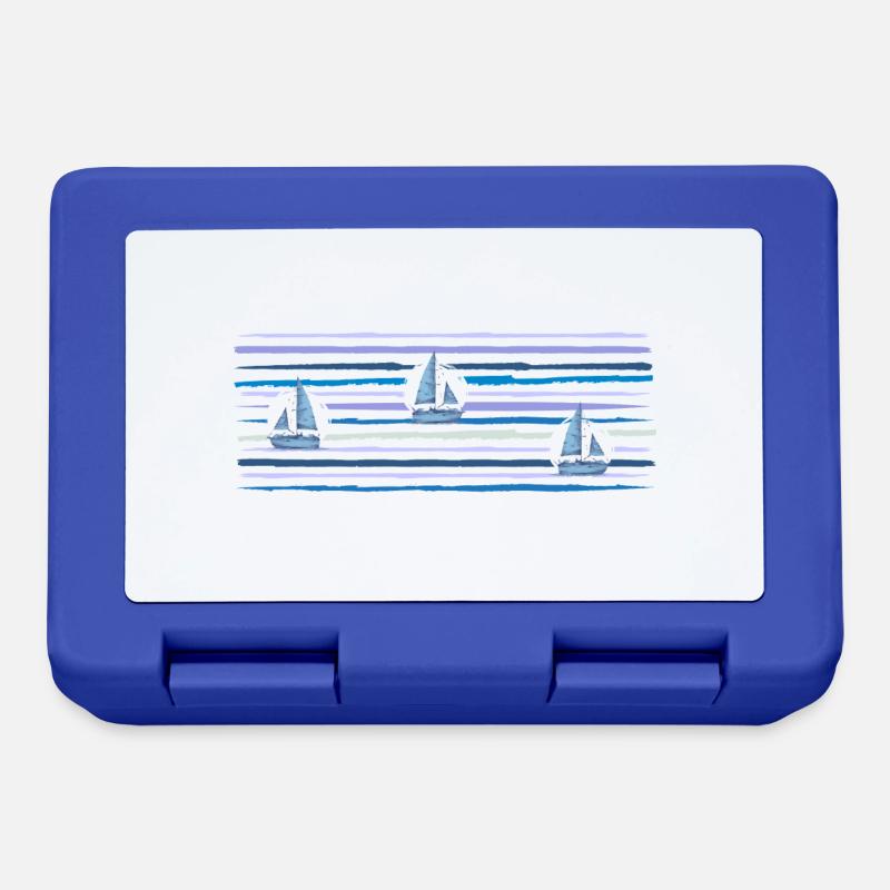 Bateaux Sur la Mer Traits Bleus - Boîte à goûter - bleu royal