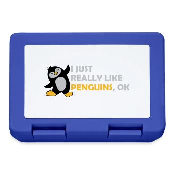 I just like penguins - Lunchbox - royal blue - Front