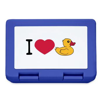 liebe i love herz quietscheente gummiente badeente - Brotdose - Royalblau - Vorne
