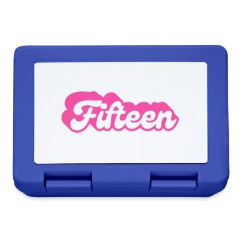 Fifteen Birthday - 15th Birthday Retro Pink - Lunchbox - royal blue - Front