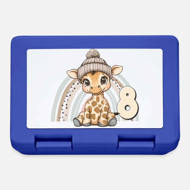 8. Geburtstag Giraffe Regenbogen Süß Niedlich - Brotdose - Royalblau