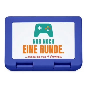 Nur noch eine Runde – Gamer Spruch - Brotdose - Royalblau - Vorne