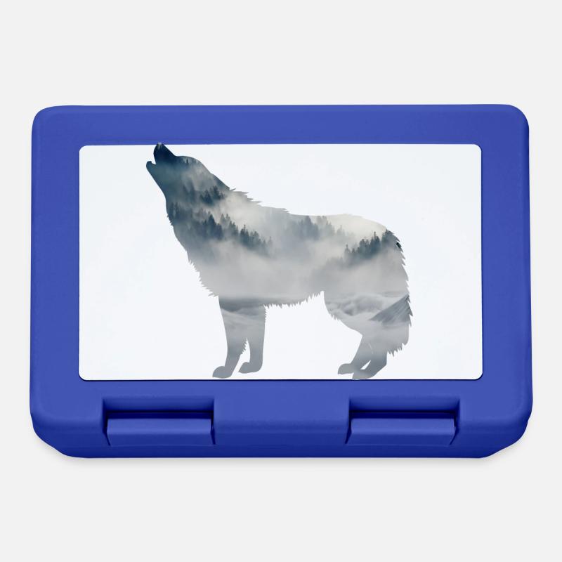 Wolf Silhouette - Brotdose - Royalblau