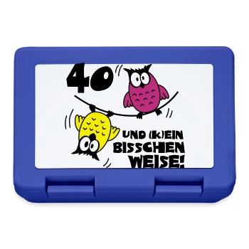 Geburtstag 40 und kein bisschen Weise, Eulen - Brotdose - Royalblau - Vorne