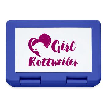 Chien / Rottweiler: Cette fille aime son Rottweiler - Boîte à goûter - bleu royal - Devant