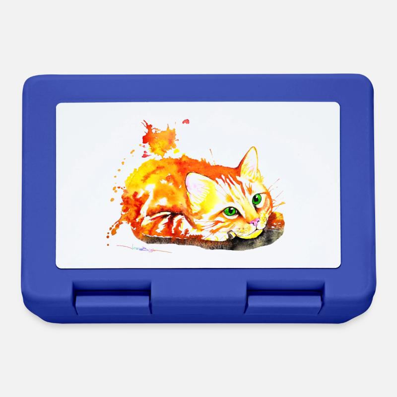Chat roux - Boîte à goûter - bleu royal