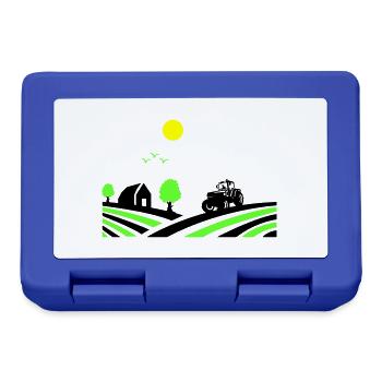 Ferme de tracteurs - Boîte à goûter - bleu royal - Devant