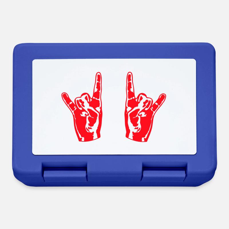 Cool Heavy Metal Hard Rock Cornes Doigt Geste de la main - Boîte à goûter - bleu royal
