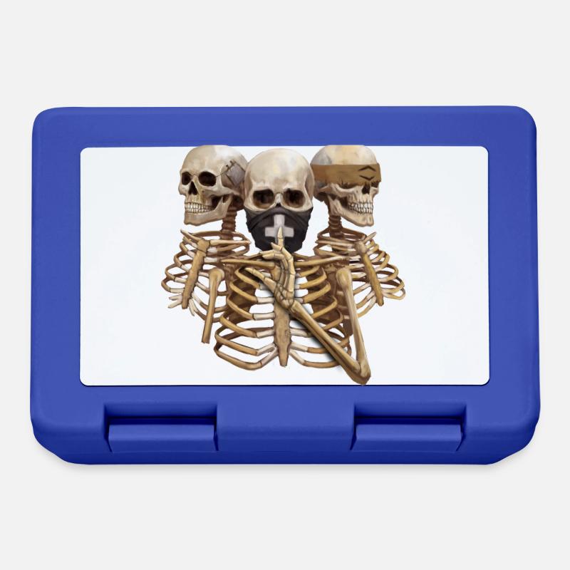 Skeleton Hear No Evil. Speak No Evil. See No Evil - Lunchbox - royal blue