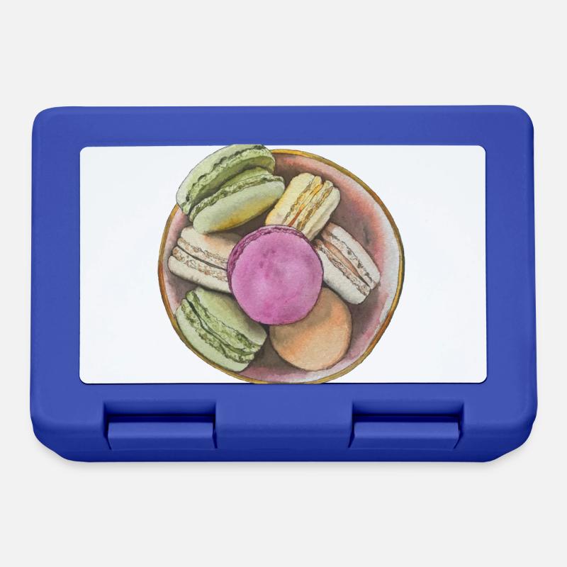 Leckere Macarons sandwich biscuits meringue Gebäck - Brotdose - Royalblau