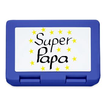 Super Papa gelbe Sterne Geschenk Geburtstag Vater - Brotdose - Royalblau - Vorne