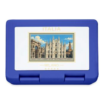 Italien Mailand Vintage Reisemarke - Brotdose - Royalblau - Vorne