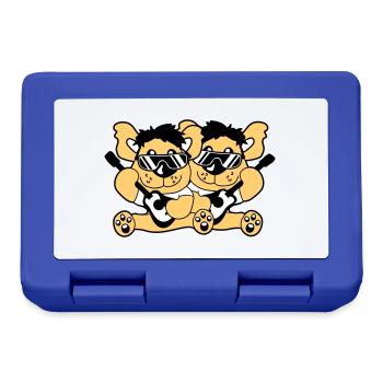 2 Guitars Teddy Bears Sweet Two Friends Band Team - Lunchbox - royal blue - Front