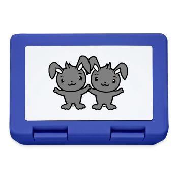 2 Bunnies Friends Team Crew Couple Two Lucky - Lunchbox - royal blue - Front