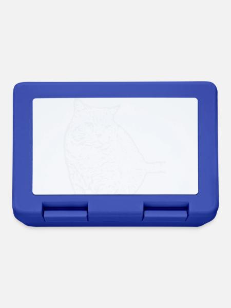Katze weiß Silhouette Geschenk Katzenliebhaber - Brotdose - Royalblau