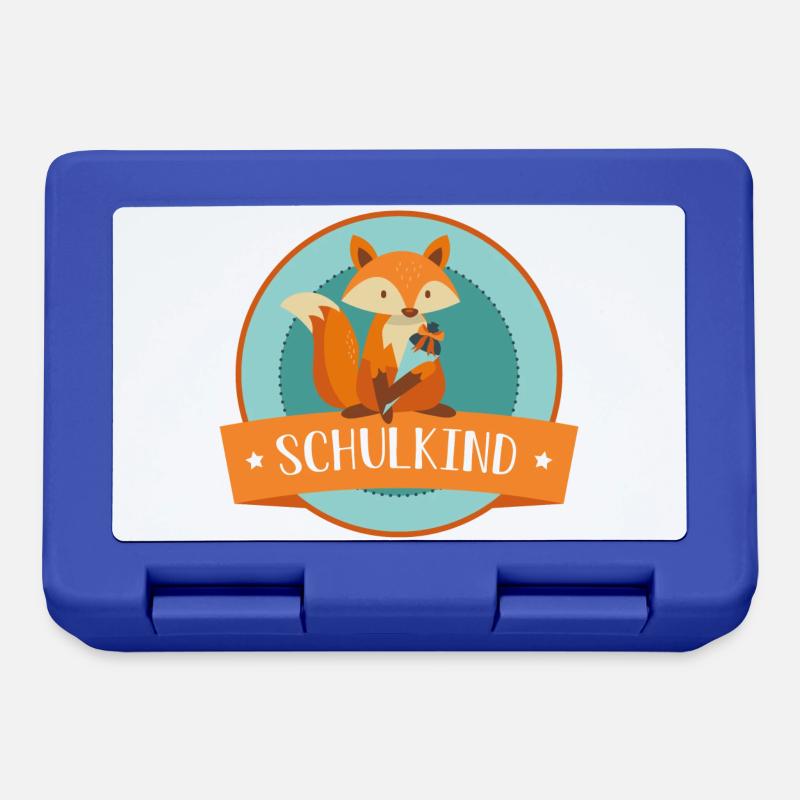 Schulkind - schlauer Fuchs - Schulbeginn - Brotdose - Royalblau