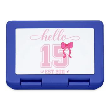 Hello 15 Est 2011 Mädchen Geburtstag Design - Brotdose - Royalblau - Vorne