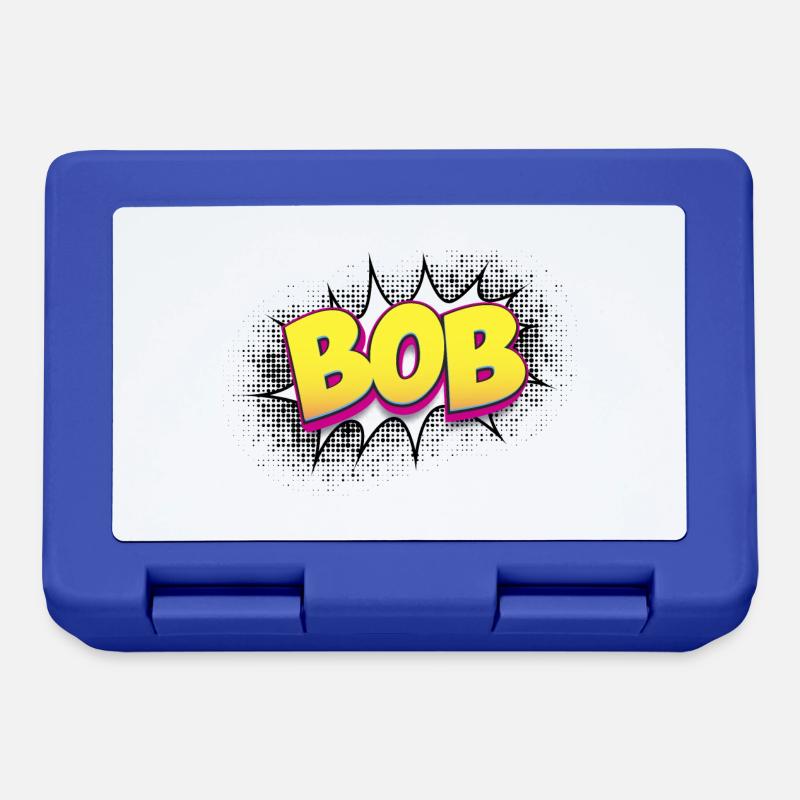Bob Nom personnalisé Style de bande dessinée Pop Art, Bob - Boîte à goûter - bleu royal